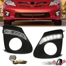 2x Fog Lights For Toyota Corolla 2011 2012 2013 LED DRL Fog Signal Lamp w/Bezel