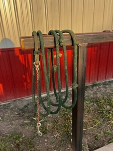Green thick cotton longe line with chain