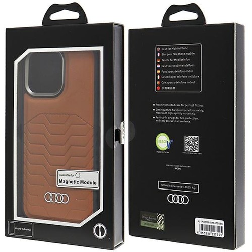 Audi Apple iPhone 15 Pro Max Kunstleder MagSafe Hardcase Hülle Braun - 第 7/7 張圖片