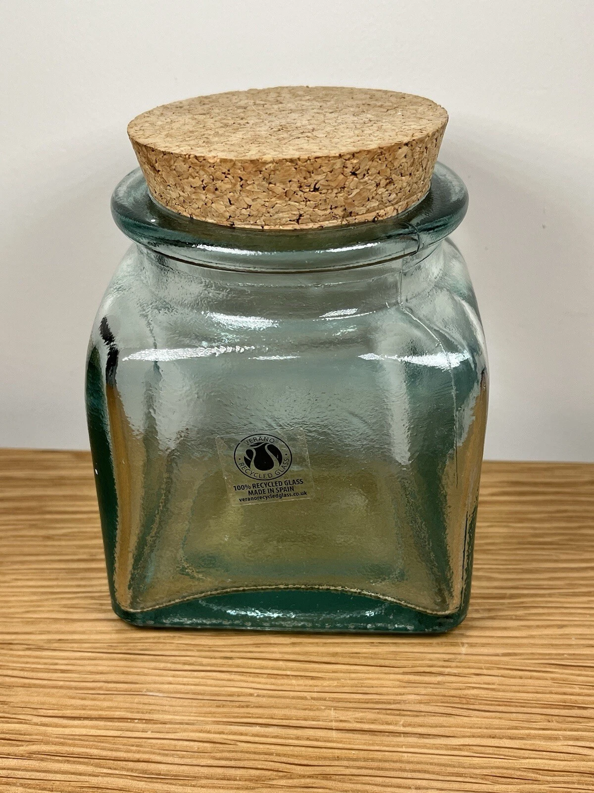 Verano Green Thick Recycled Glass 5 x 3.5 x 3.5 inch Square Kitchen Storage Jar