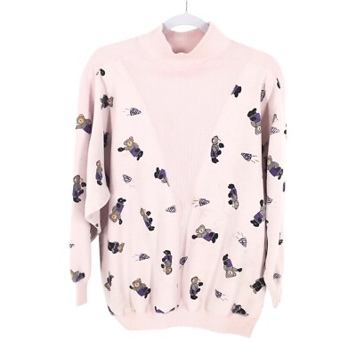 Vintage Dee Wear Sport Pink Long Sleeve Bear Print Crew Neck Sweatshirt One Size