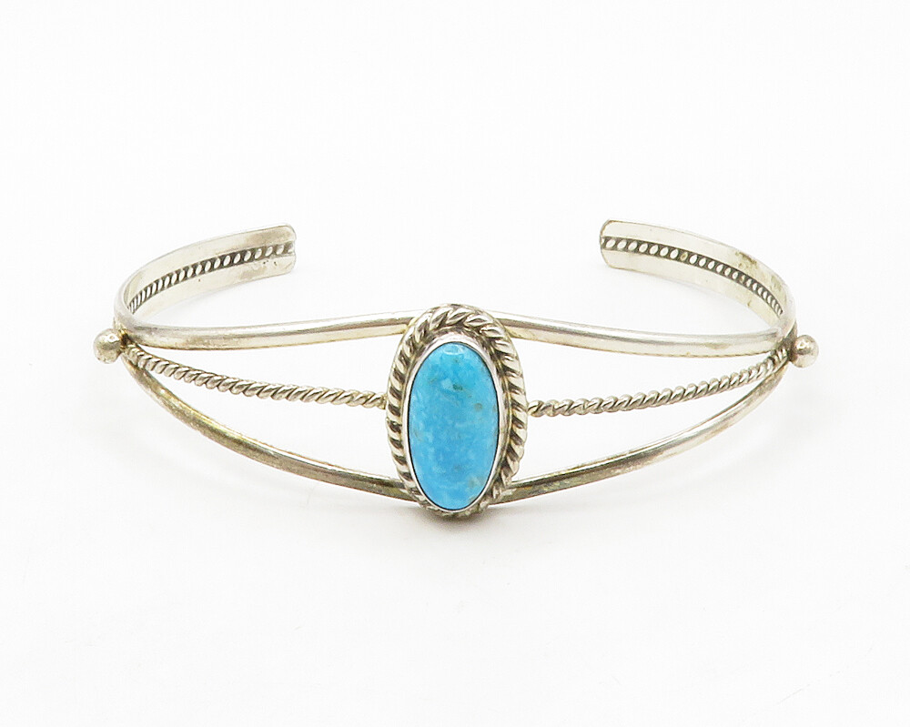 【23号】Lucion Koinva ホピリング LUCIAN KOINVA HOPI 925 Silver Vintage Turquoise Twist Cuff