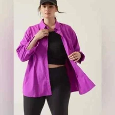 NWT*Athleta Oversized Poplin Coverup Button Top*Jazzy Purple**Plus Size 3X* $129