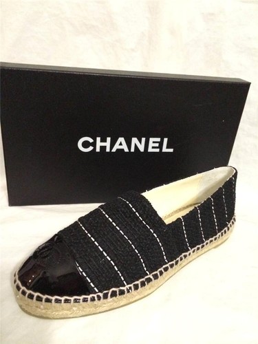 CHANEL 15S 2015 classico tweed brevetto Cap Toe CC Logo Espadrillas  Ballerine Scarpe | eBay