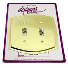 DESIGNERS HARDWARE Solid Brass Double Toggle Outlet Switch Plate Cover BI702