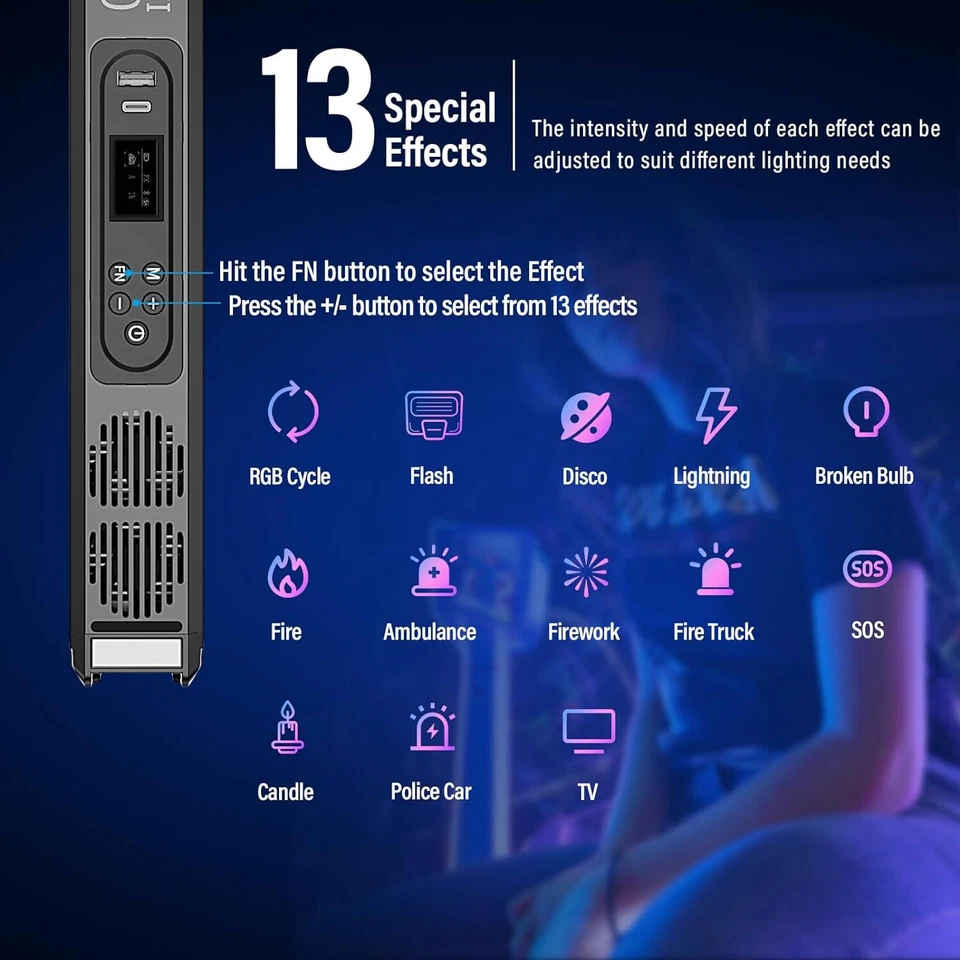 SIRUI T30 30W RGB LED Video Light Stick Full Color Pixel Tube Light 2500K-7000K - Image 4 of 4