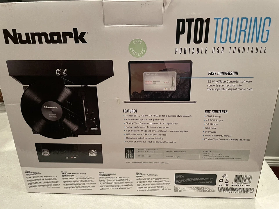 Numark PT-01 Touring Portable USB Turntable_NEW IN BOX - Image 3 of 4