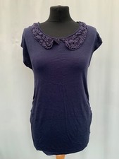 Maternity T-Shirt Navy Blue Cotton Blend Size 10 New Look