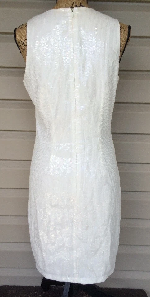 VESTIDO VAINA BORDADO BELLE BY BADGLEY MISCHKA BLANCO MARFIL TALLA 6 NUEVO LEER $299 Foto 2 de 4