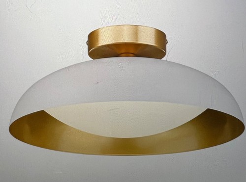 kudos flush mount light fixture, 16” LED White and gold finish