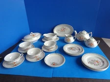 ANTIQUE SET OF CHINA CHILDREN'S  DISHES- 25 PIECES WITH SERVING PIECES