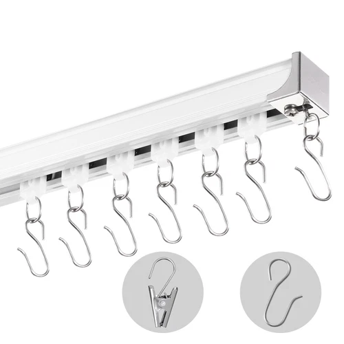 VEVOR Ceiling Curtain Track Set 5.9 FT/1.8 Meter Room Divider with Hooks White - Picture 1 of 12