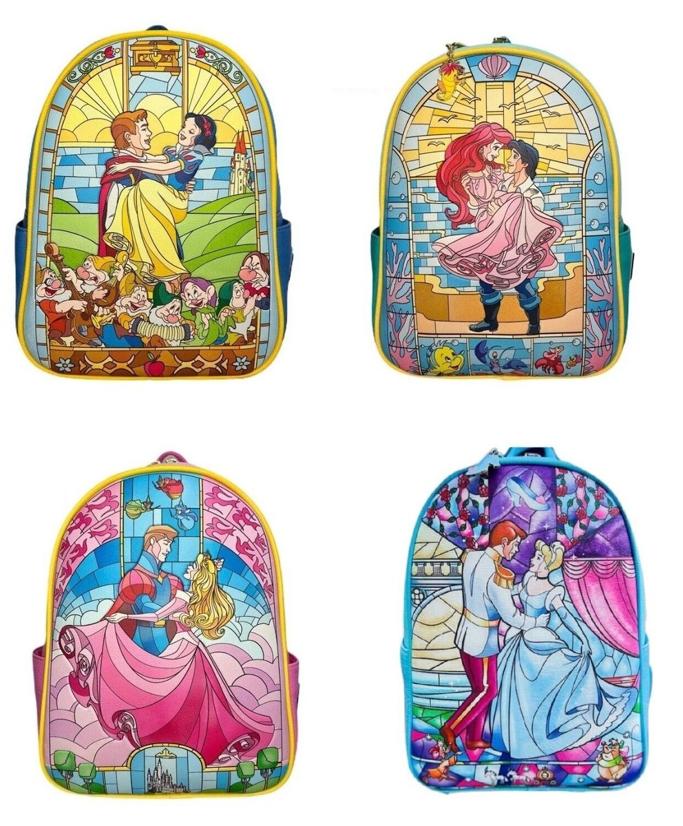 Loungefly Disney Stained Glass Princess Cinderella, Ariel