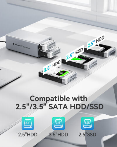 2 Bay RAID Festplatte Gehäuse USB 3.0 SATA Aluminium For 2.5" 3.5" SATA HDD/SSD - Bild 5 von 14