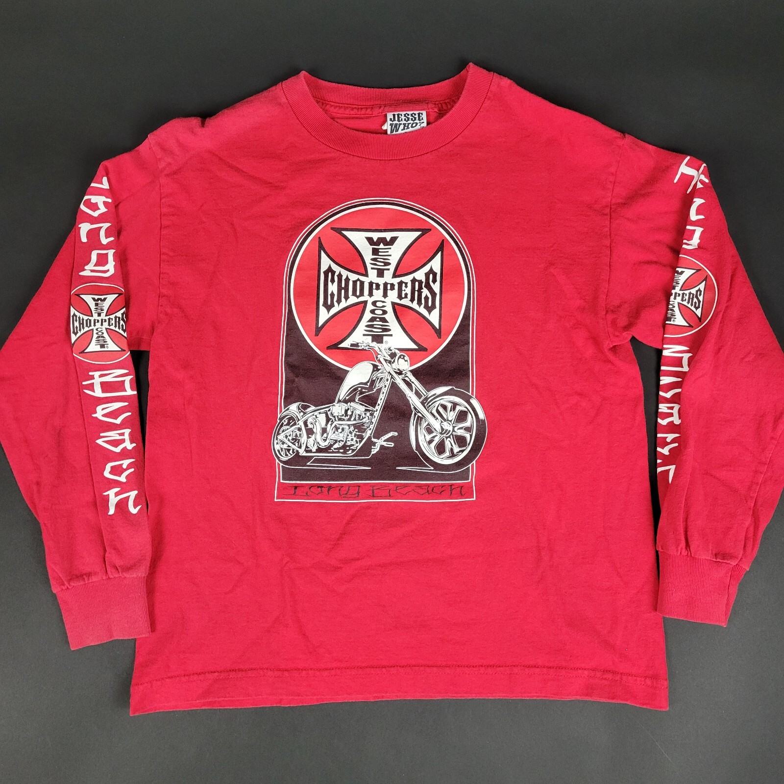 VTG Jesse Who West Coast Choppers Long Sleeve Shirt Y2K Red Womens Sz L 14/16