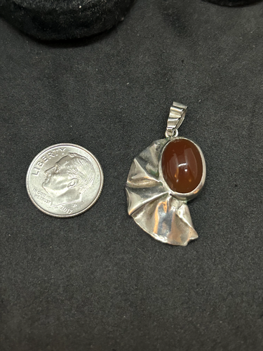 925 Sterling Agate Folded Pendant 1.25in - 3.14g - Picture 2 of 3