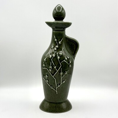 Vntg Jim Beam Whiskey ''Regal China'' Green Decanter Cherry Blossoms Liquor Bottle