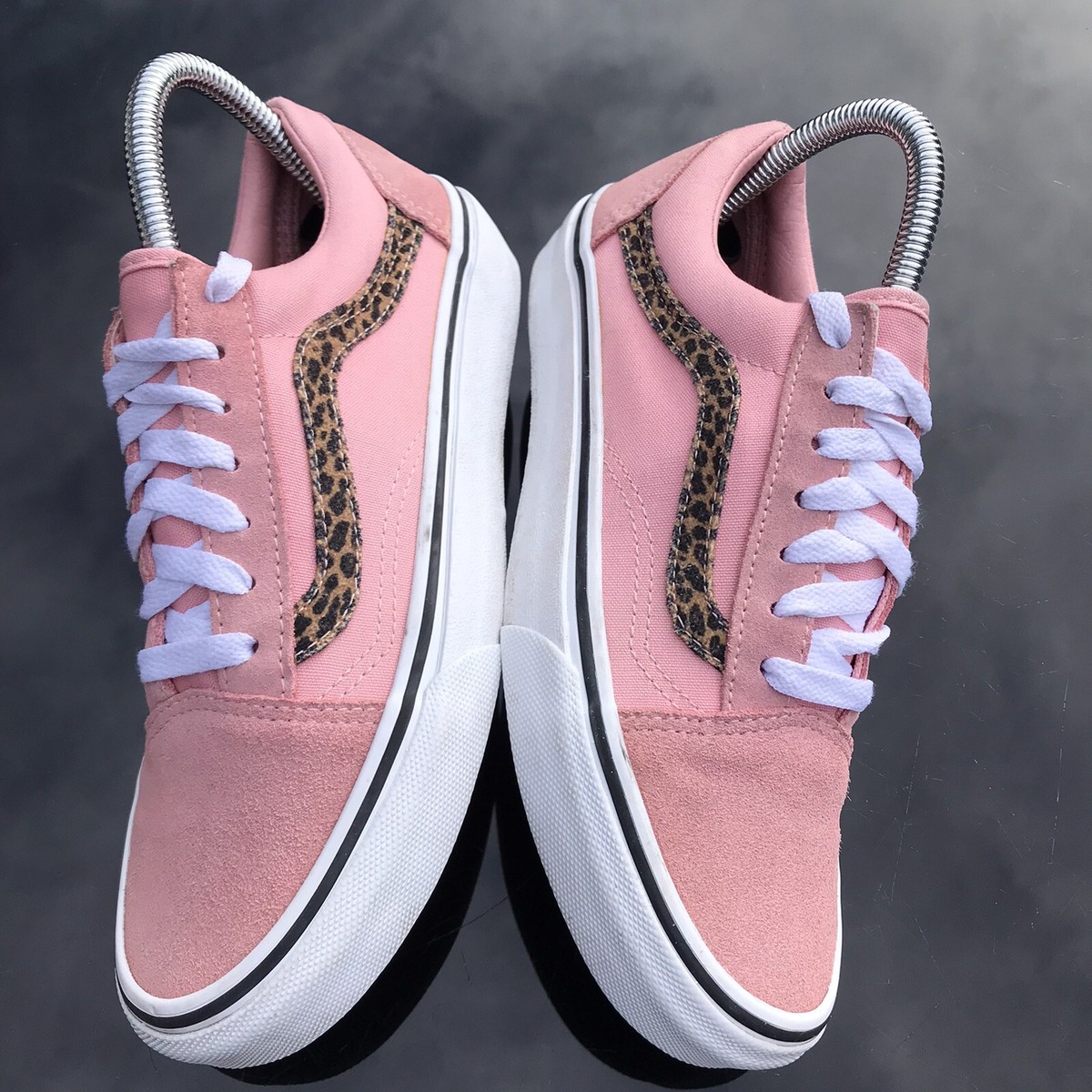 Ladies Vans Off The Wall UK Size In Pink With Leopard Skin