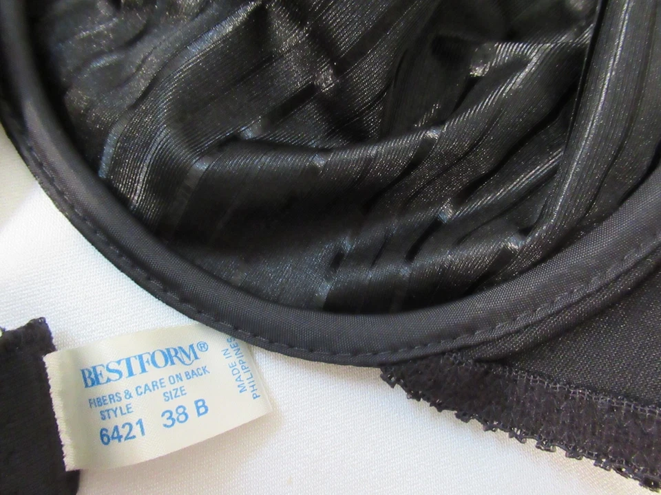 Bestform 6421 Underwire Unlined Full Coverage Front Closure Bra sz 38B black NWT - Image 4 of 4