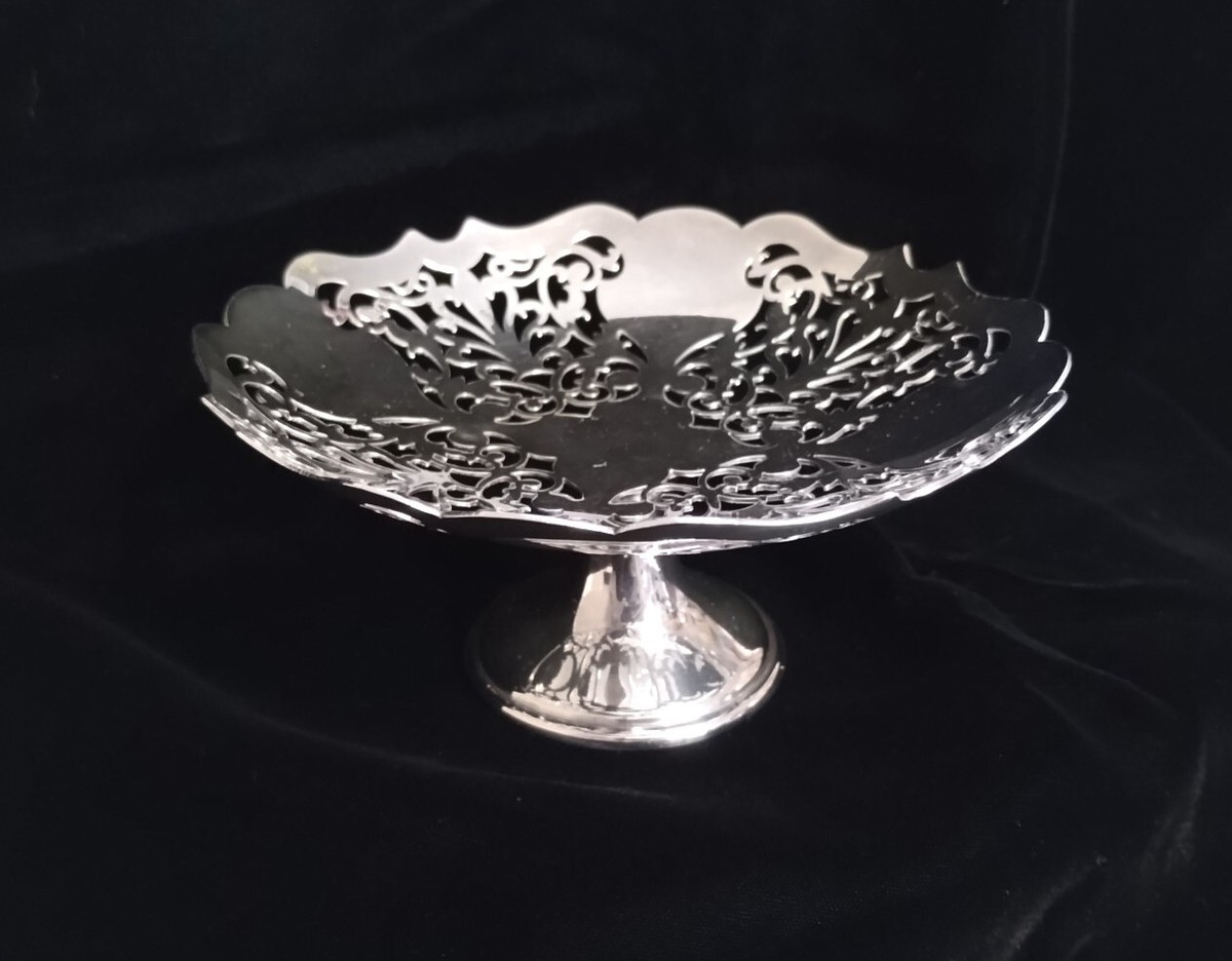 工芸品 MAPPIN & WEBB MAPPIN PLATE Pedestal Bowl English Mappin & Webb Silver Plate Reticulated Pedestal Bowl
