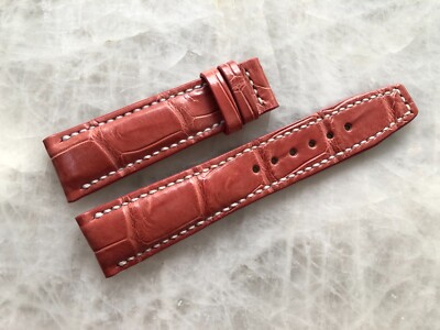 21mm/18mm Pink Alligator Crocodile Embossed Leather Watch Strap Band
