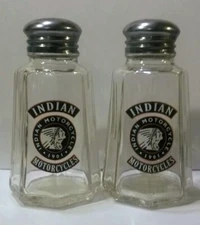 A Nice Set of Indian Motorcycle Salt & Pepper Shakers 3¾" Tall