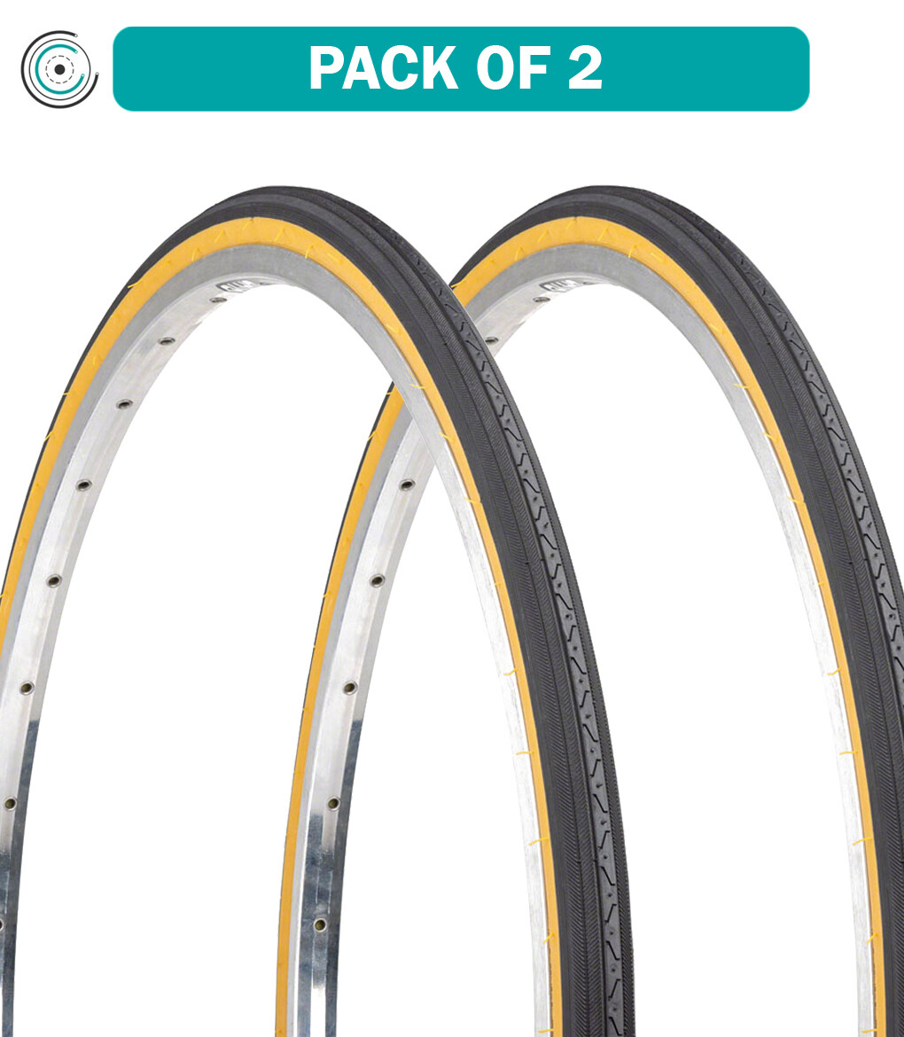 Комплект из 2 покрышек Kenda Street K35, 27 x 11/4, клинчерная проволока, черная/коричневая, 22 зубца на дюйм