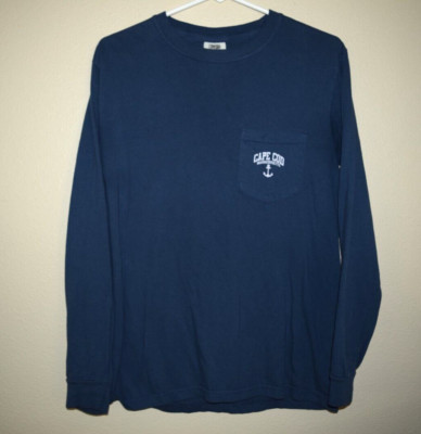 Unisex Adult S Cape Cod Anchor Logo LS Pocket Tee Shirt Top COMFORT COLORS C28