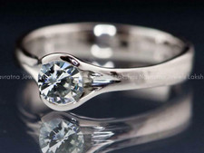 2CT Round Cut Lab Created Diamond Bezel Set Wedding Ring 14K White Gold Plated