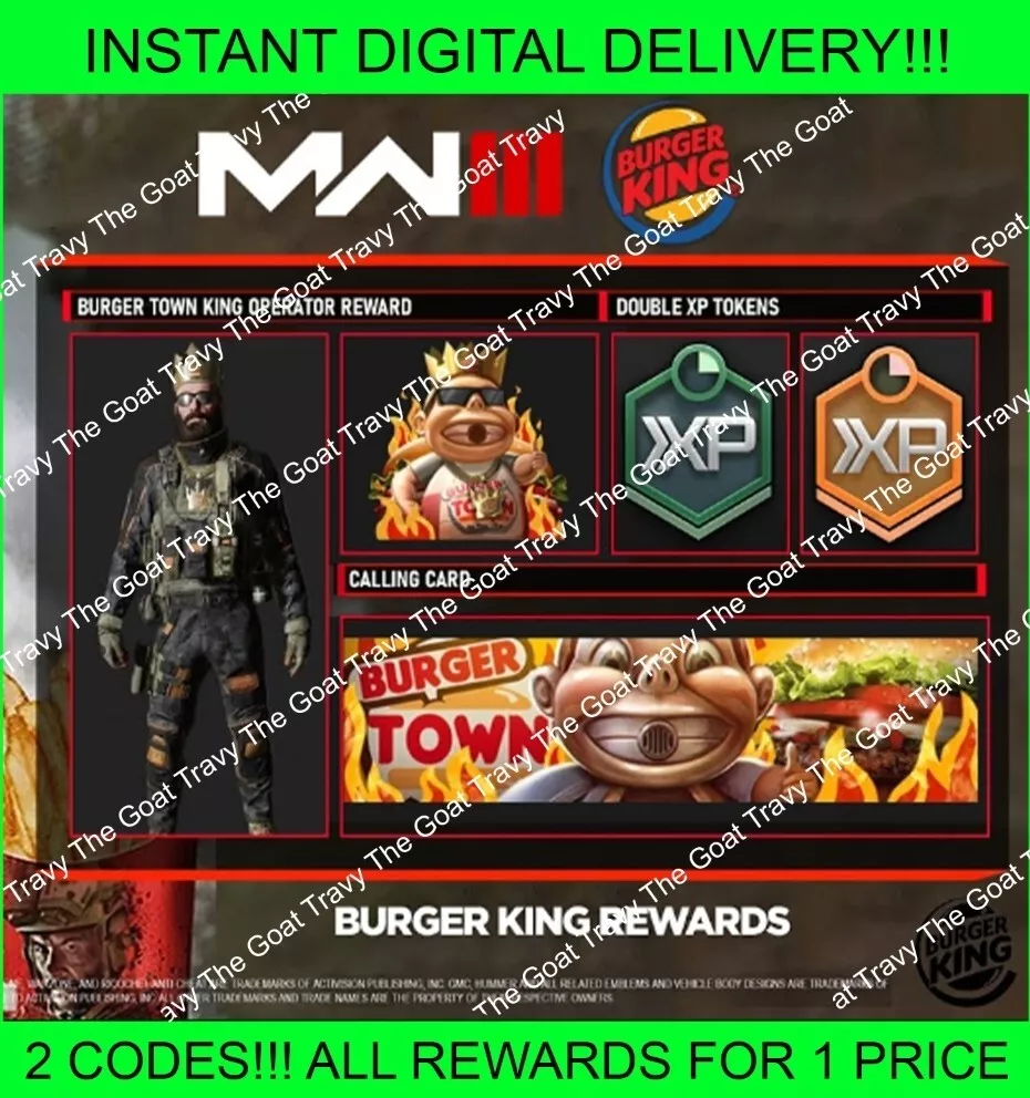 Burger King skin and double xp codes! $10 dm me : r/ModernWarzone