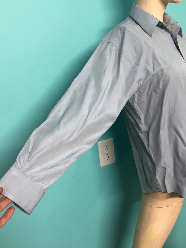 Y2K Michael James мальчиков скрытый пуговицах воротник платье рубашка Periwinkle 14-16 - Изображение 4 из 4