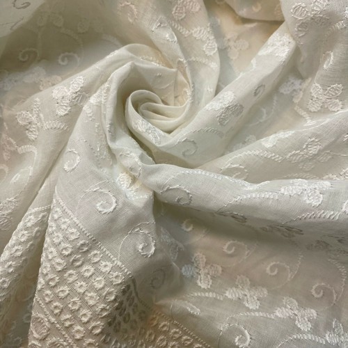 WHITE 100% Cotton Broderie Anglaise Fabric Embroidery Dress Craft Material 44" - 第 1/3 張圖片