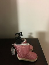 BRAND NEW INFANT GIRLS SIZE 2 WONDER NATION PINK SPARKLY FAUX FUR BOOTS