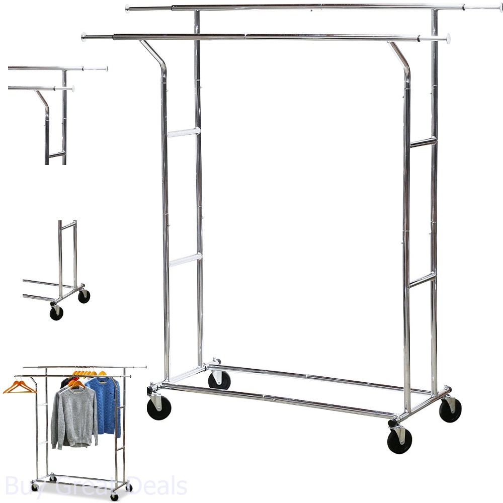 SimpleHouseware Garment Racks Heavy Duty Double Rail Clothing Garment