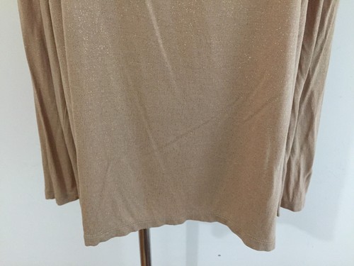 Chico's Scoop Neck Top Blouse Tan w/ Gold Metallic Fleck Size 3 - Picture 3 of 12