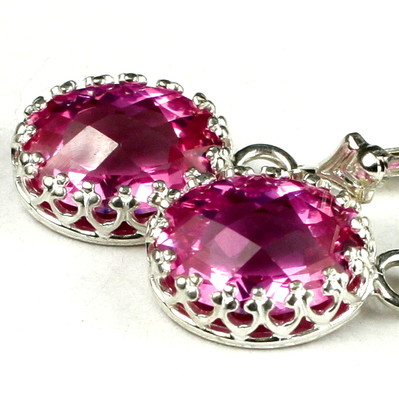 Reiner rosa Topas, 925 Sterling Silber Krone Lünette Leverbacks, SE109