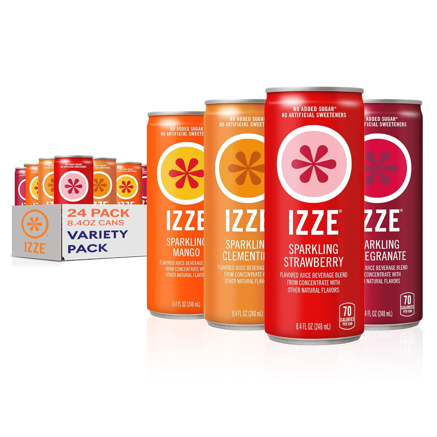 Izze Sparkling Juice,4 Flavor Sunset Variety Pack,(24 count) 8.4 fl OZ