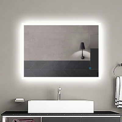 LED Illuminated Bathroom Mirror with Lights Demister Touch Sensor Wall ...