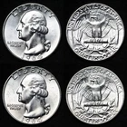 UNCIRCULATED UNC MS 1964 & 1964-D WASHINGTON SILVER QUARTER FREE SHIPPING