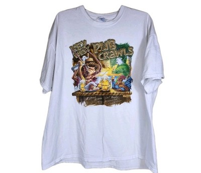 Key West Pub Crawls White T-Shirt Men s 2XL 100% Cotton Ghost Beer Vintage 