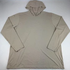 ANETIK Mens Size 2XL Low Pro Tech Hooded Long Sleeve T-Shirt Beige MVLPRH8