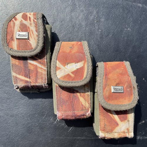Vintage Lot 3pc Camouflage Rugged Camo Case fits Flip Phone Knife Case 1X2x4 In