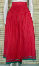 ROT/GRÜNER TRACHTENROCK - LANG - COTTON - VINTAGE - SPORTALM - GR. 36 - 38