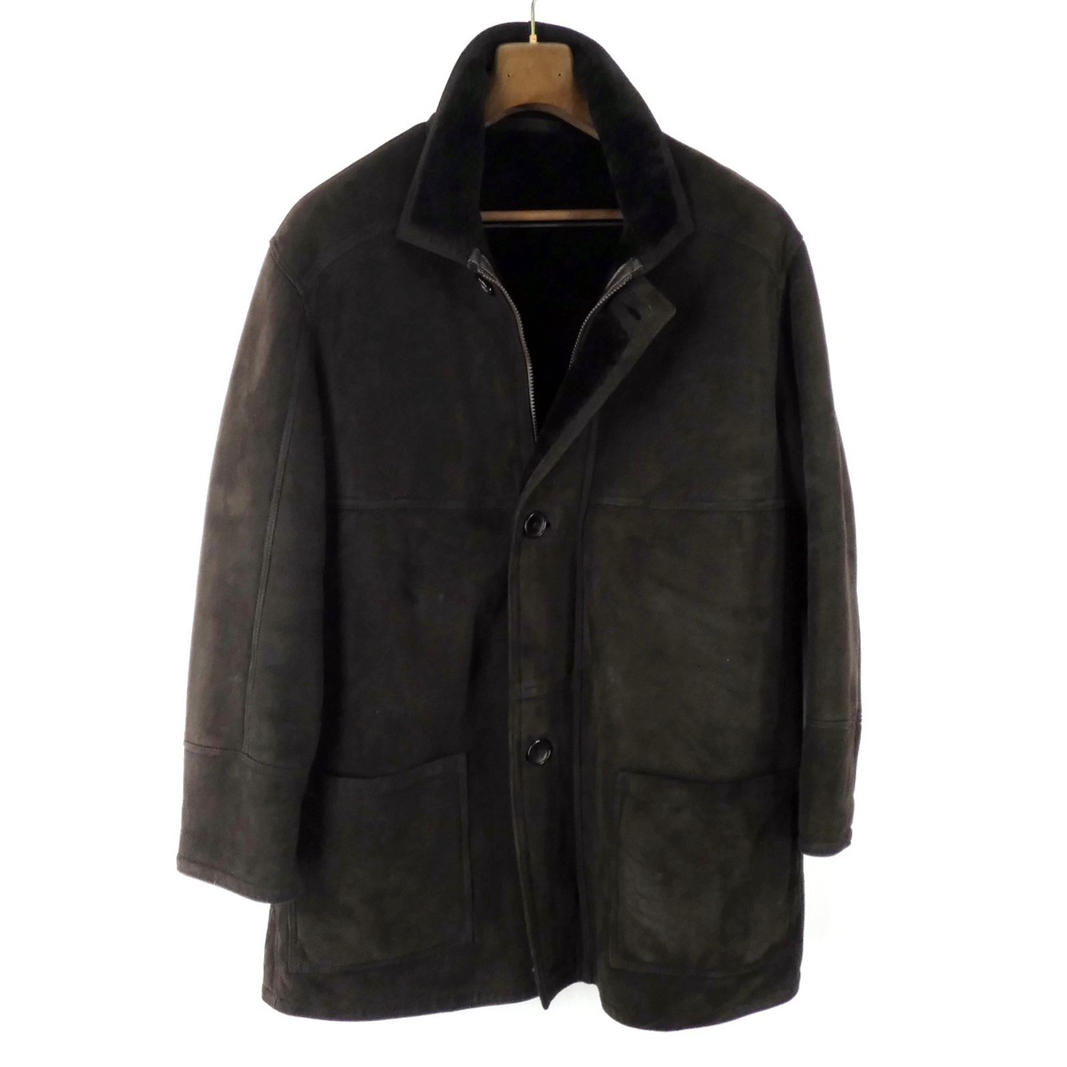 Jacques Ferber Dark Brown Shearling Mouton Leather Mid Length