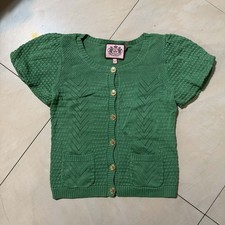 Juicy Couture Green Solid Knit Cardigan Sweat...