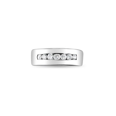 Ehering mit breiter Kanalfassung Diamant 14 Karat Weißgold