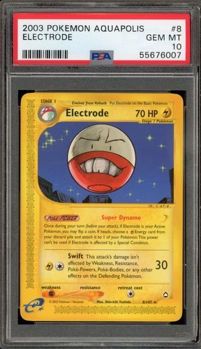 Pokemon Electrode Aquapolis NON Holo Rare #8 PSA 10 Gem Mint
