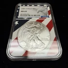 2001 $1 American Silver Eagle 1oz .999 Silver NGC MS69 Flag Label Core