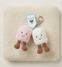 Jellycat Amuseables Pair of Marshmallows Bag Charm Keychain Plush Pink White NWT
