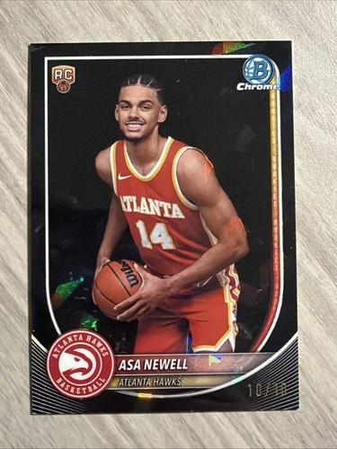 2025-26 Bowman Asa Newell Chrome Sapphire Black Refractor Hawks Rookie /10